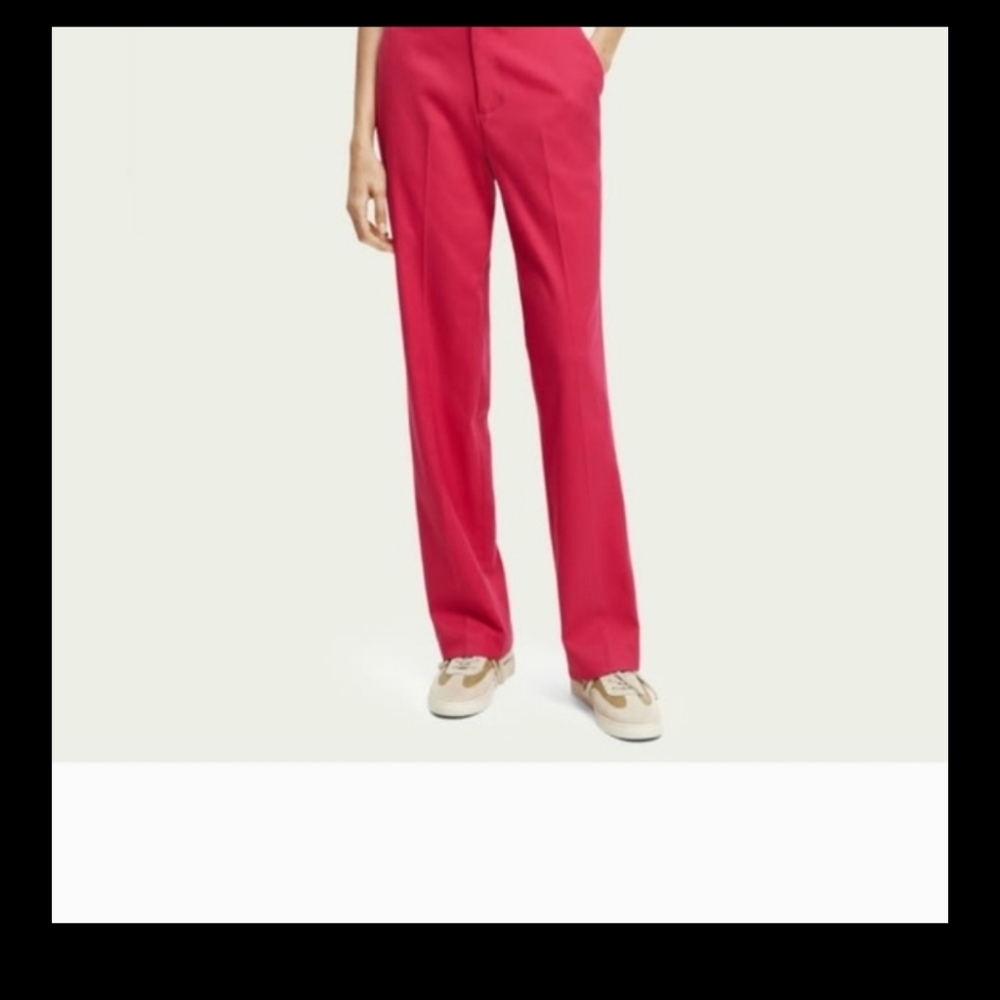 Scotch & Soda Hailey High Rise Straight Leg Trousers Pink Herringbone size‎ 30